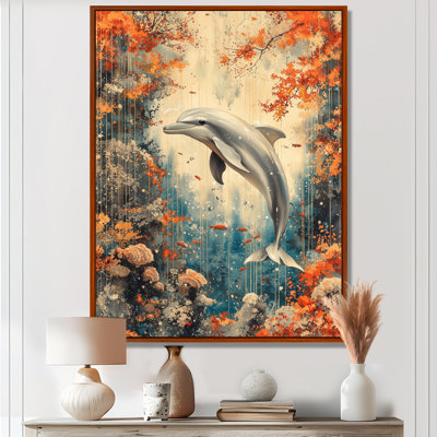Azil Dance Of The Dolphin Above A Coral I - Dolphin Canvas Print