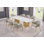 Ensemble de salle à manger en marbre blanc Grand avec chaises d'appoint en tissu Boucle