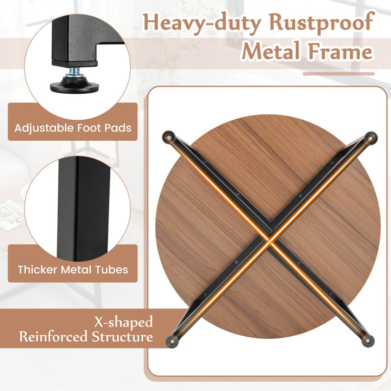 Walnut and Black 3-Piece Modern Nesting Coffee Table Set