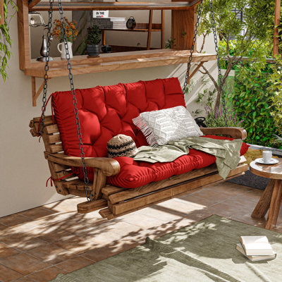 Outdoor 5" Bench Cushion For 2-3 Seaters, Porch Waterproof Swing Cushion With Backrest