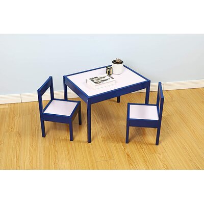 Kids 4 Piece Solid Wood Rectangular Play / Activity Table and Chair Set -  DECOMIL, KidstablNavyBlue1