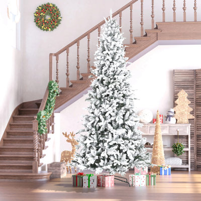 Arbre de Noël artificiel enneigé 9 pieds avec 616 branches de cèdre réalistes, ouverture automatique, décoration de Noël, vert