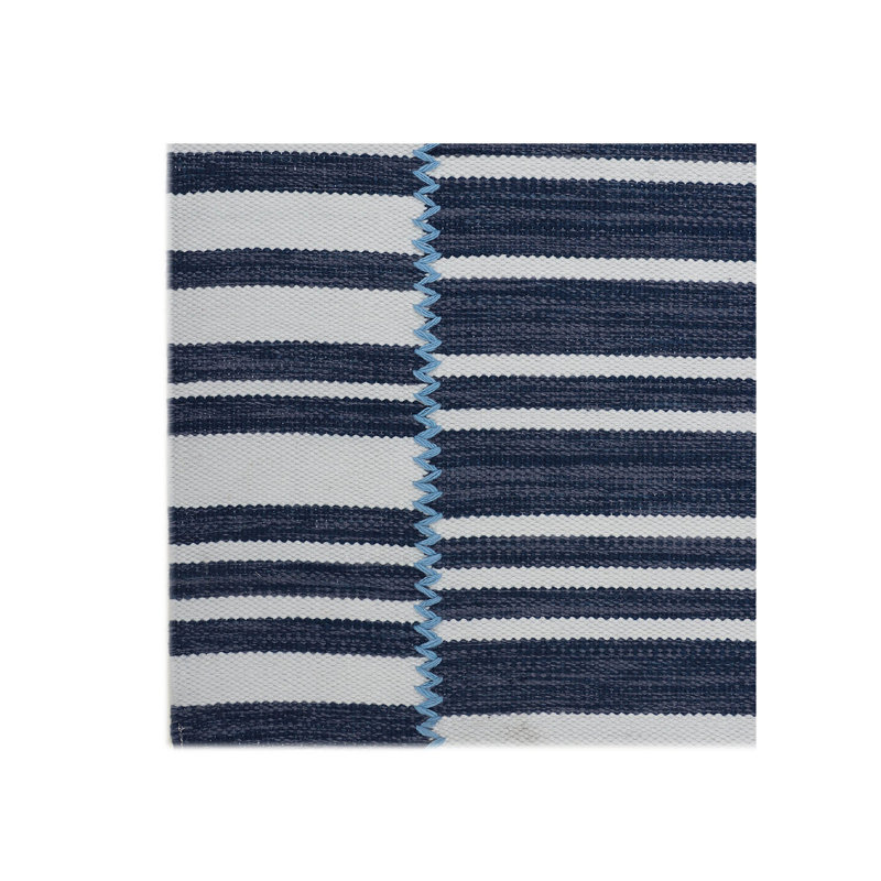 Promenade Striped Area Rug in Navy/Ivory, Rectangle 5' x 8'