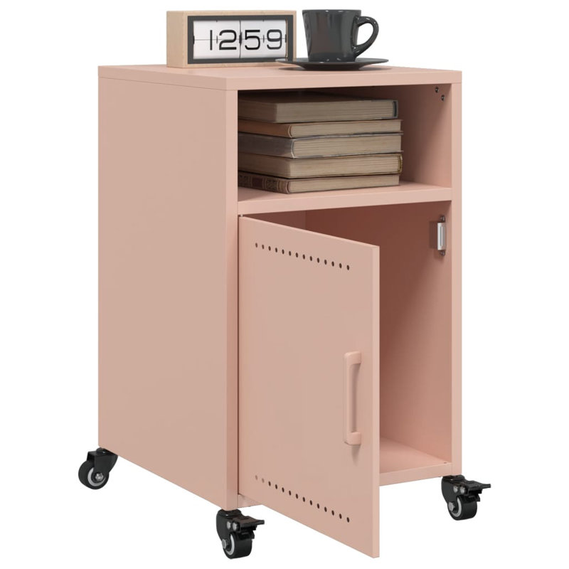 Quammen 36cm W Steel Bedside Table, Pink