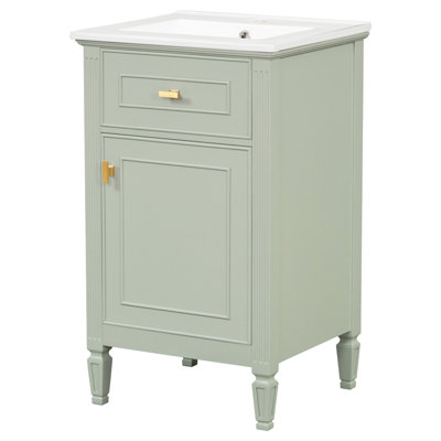 Élégant ensemble de meuble-lavabo intégré avec lavabo en céramique et conception classique pour les salles de bain compactes