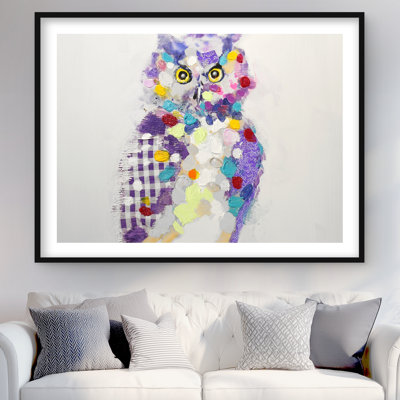 Hibou texturé abstrait - mauve