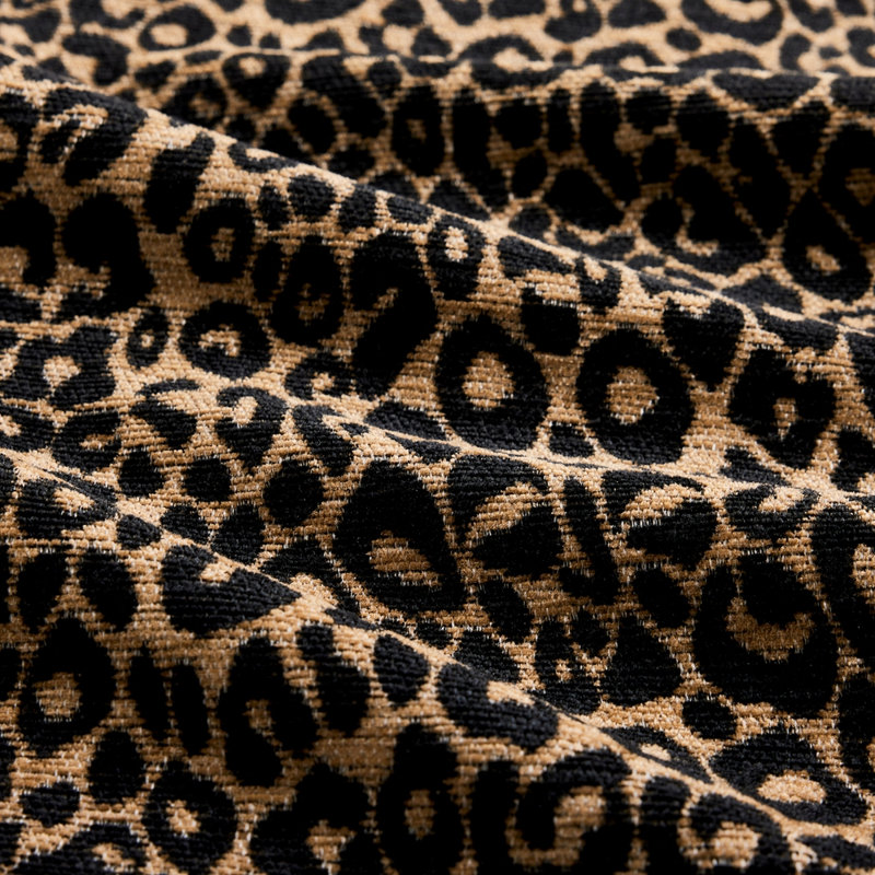 Canapé modulaire en chenille à imprimé léopard, dossier et siège ergonomiques, 2 sièges, Noir brun