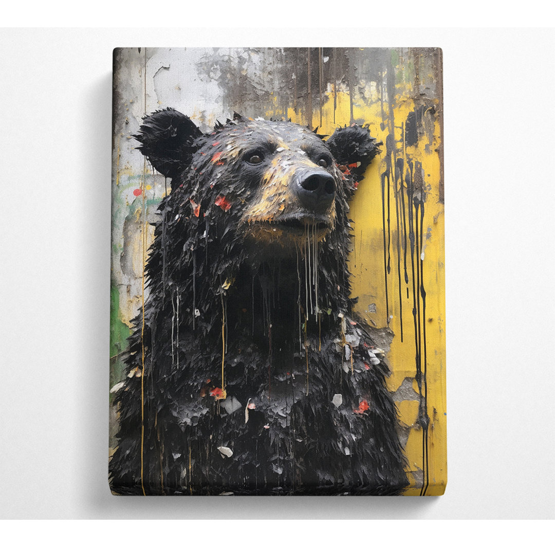 Black Bear Urban Graffiti - Kunstdrucke auf Leinwand