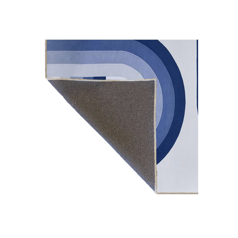 Tapis bleu lavable à rayures, Sous-tapis carré 3 pi 11 po inclus