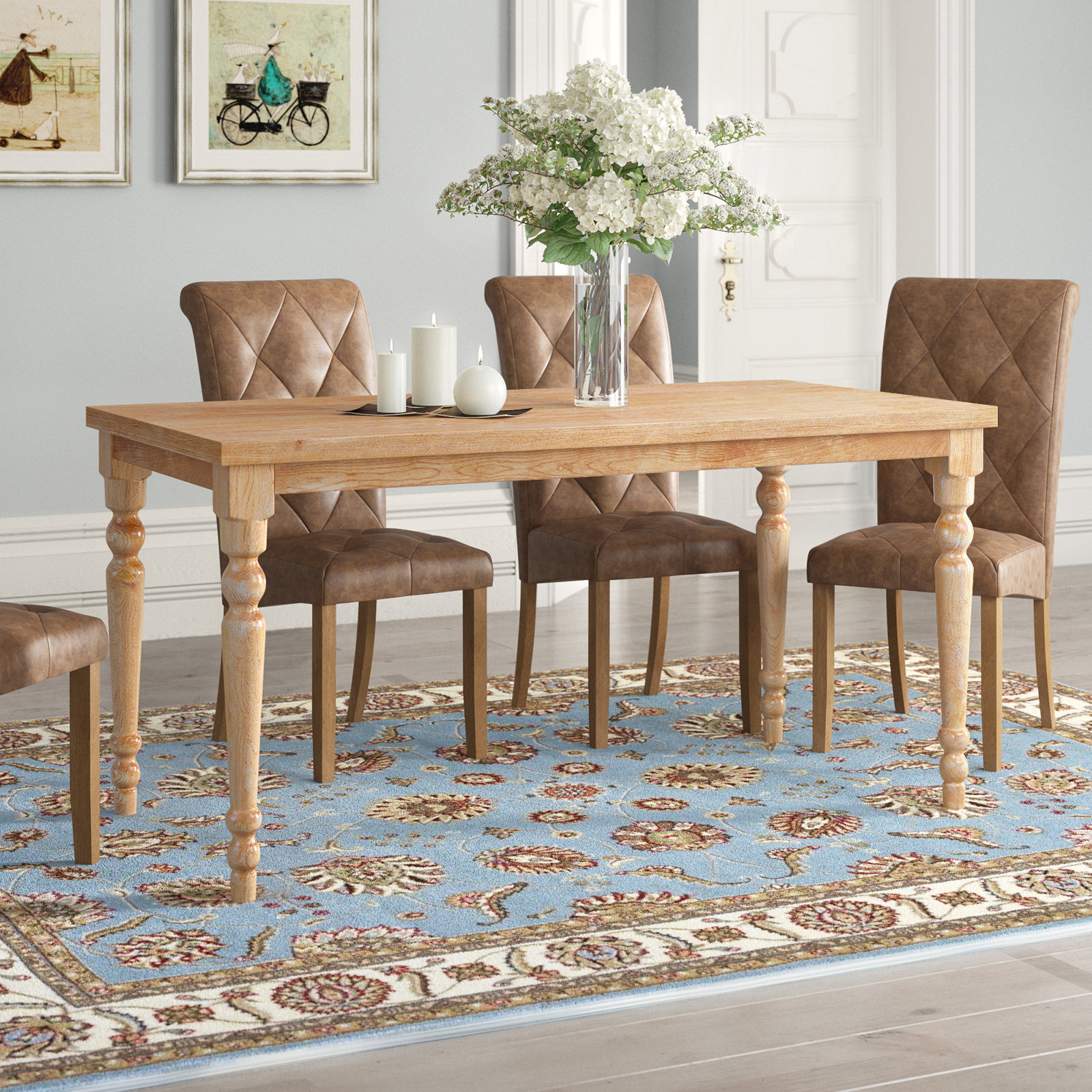Anistyn Solid Wood Dining Table Lark Manor Color Brown
