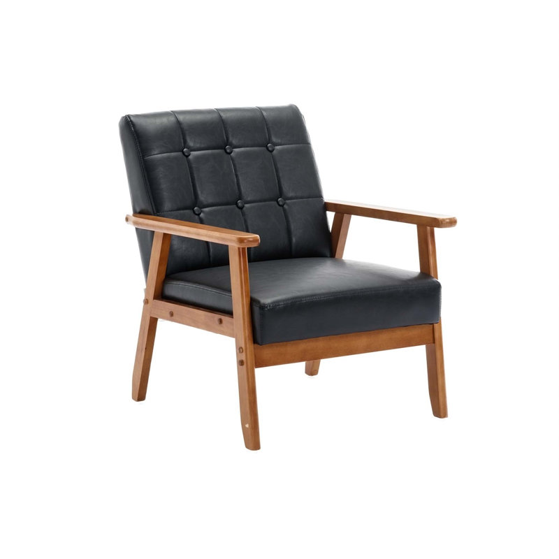 Chaise de loisirs Mid-Century moderne avec accoudoirs et pieds en bois massif, chaise d'appoint