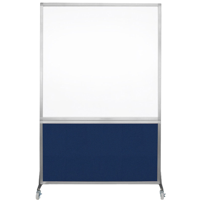 6' Tall DivideWrite Mobile Whiteboard, Navy Blue, 72" H x 48" W, Silver
