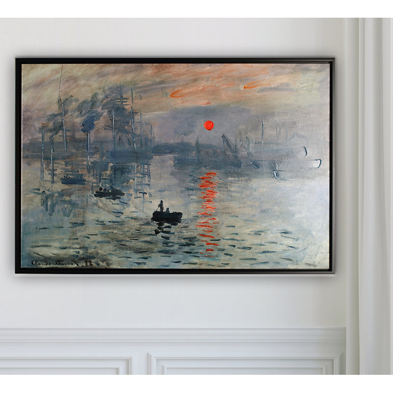 « Impression, soleil levant » par Claude Monet, impression sur toile, H 26 po x l 38 po x P 1,5 po, Cadre noir