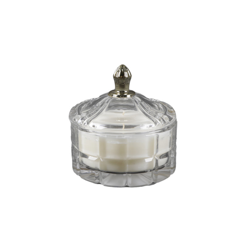 Bougie de coiffeuse en verre 4,13 po avec couvercle en métal - citron
