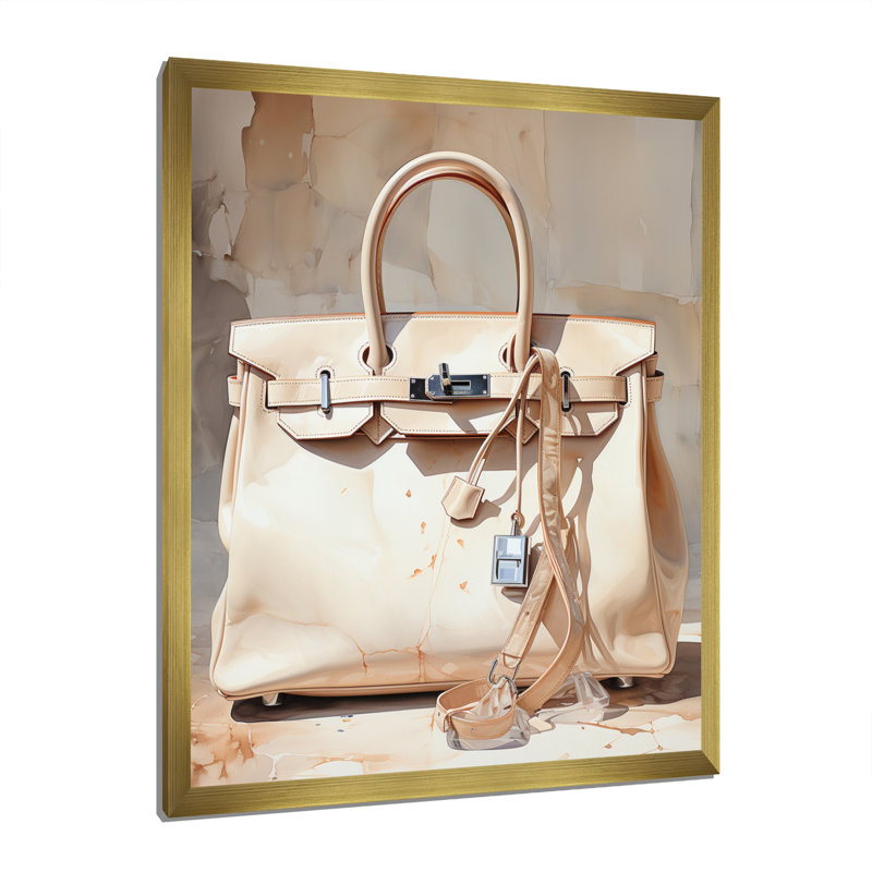 Jacarria Minimalim, sac à main beige I, impression sur toile, H 44 po x l 34 po x P 1,5 po, Encadrement doré