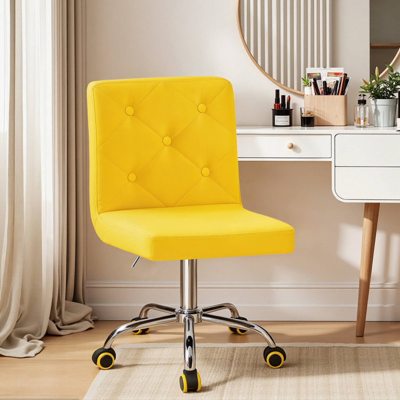 Norrin Armless Ergonomic Adjustable Swivel Office Chair with Wheels – Modern Rolling Computer Desk Chair, Comfortable Task Chair for Home Office, Study, or Vanity