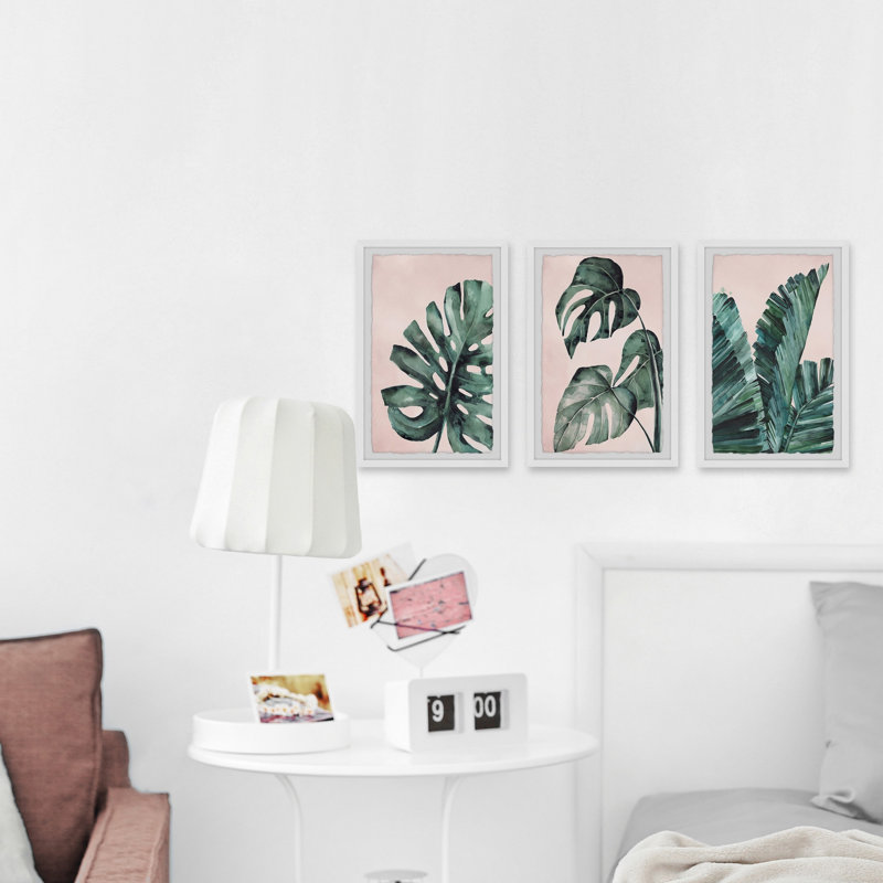 Sciotodale Palmera dans un triptyque rose, H 45 po x l 30 po x P 1,5 po