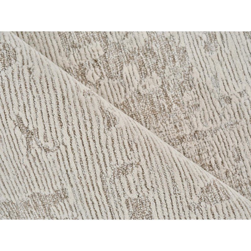 Aspen Hand Tufted Abstract Area Rug, Natural Beige/Ivory, Rectangle 8' x 10'