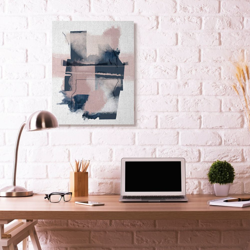 «Abstract Geometric», reproduction en rose, Toile tendue, H 40 po x l 30 po x P 1,5 po