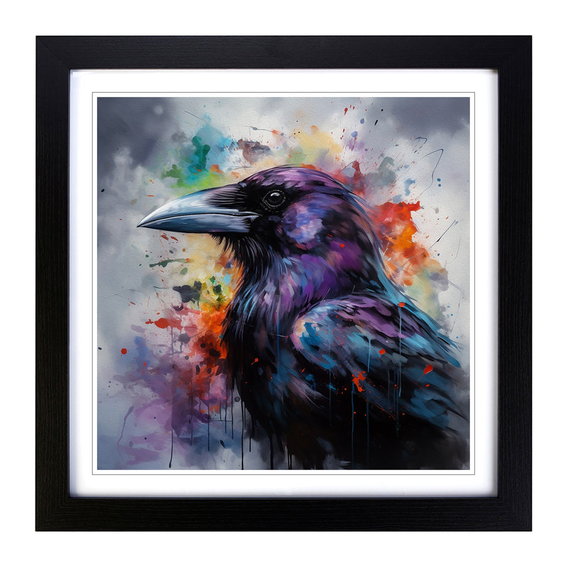 Raven Abstract No.1 - Single Picture Frame Print on Wood, Black