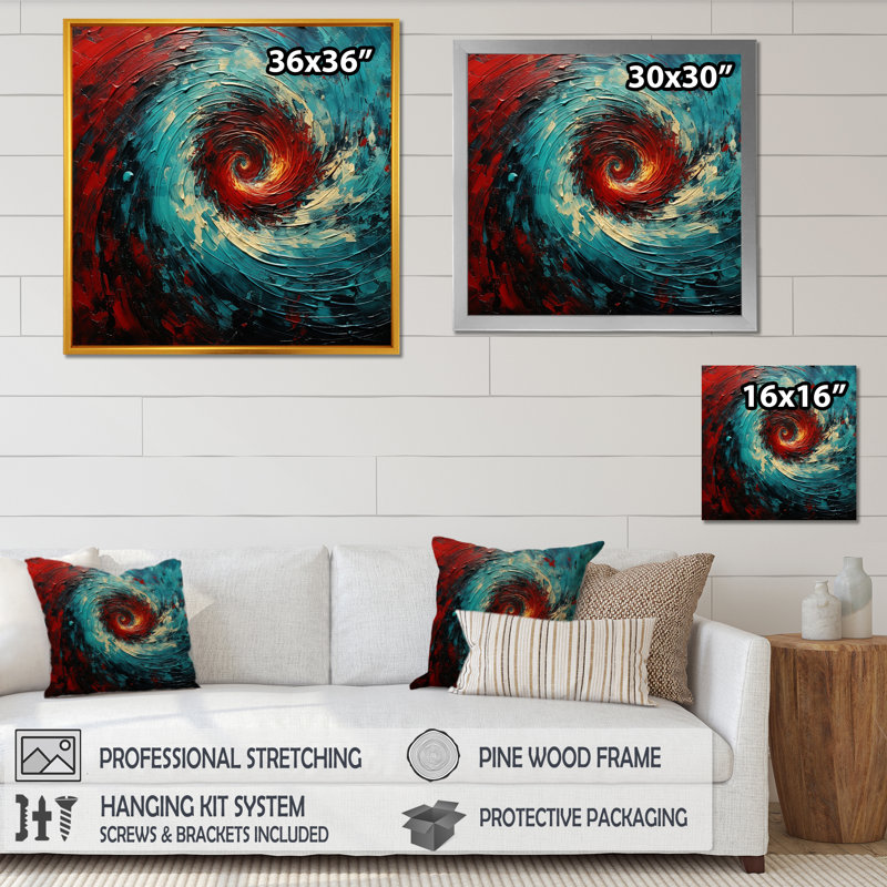 Art mural sur toile Cordario - Abstract Spirals_106171, H 30 po x l 30 po x P 1 po, Impression noire sur toile encadrée