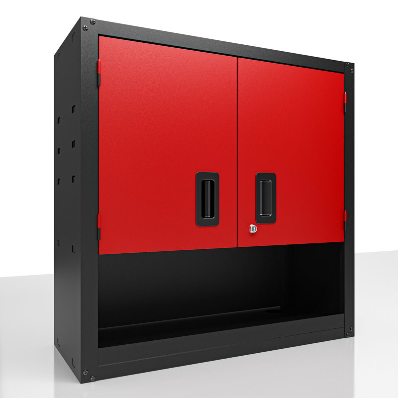 Wall-Mounted Garage Storage Cabinet with Lockable Doors and Adjustable Shelves, Durable Metal Hanging Tool Cabinet for Utility Rooms