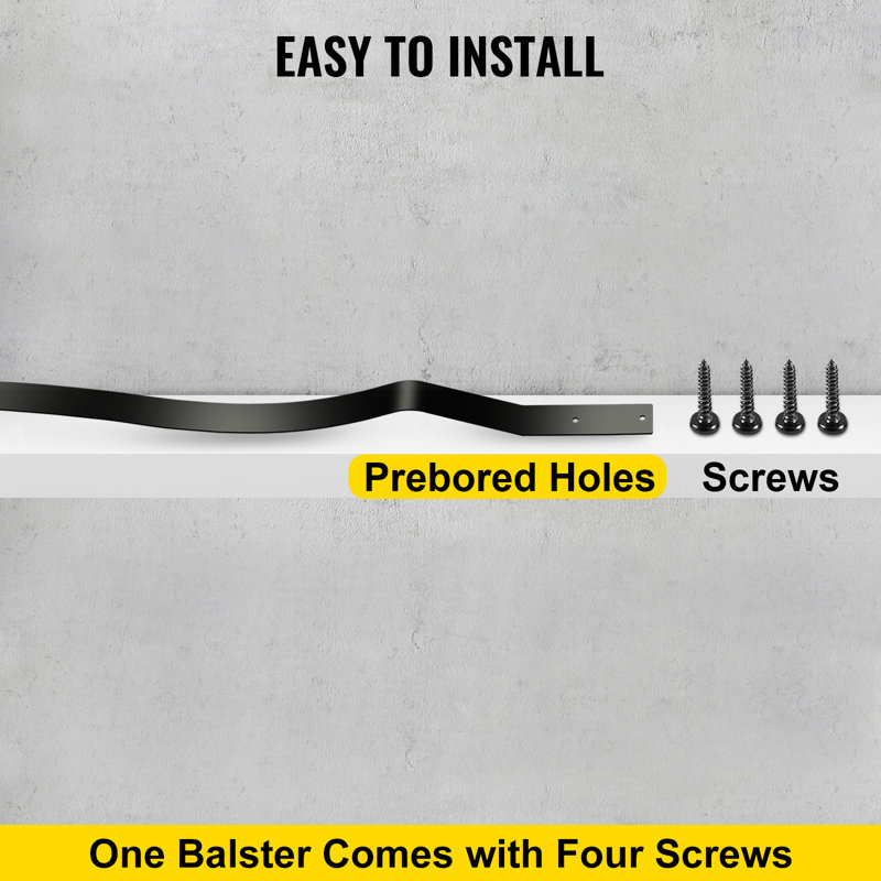 32.25" x 1" x 0.1" Staircase Baluster With Screws, Iron Deck Railing For Wood And Composite Deck.