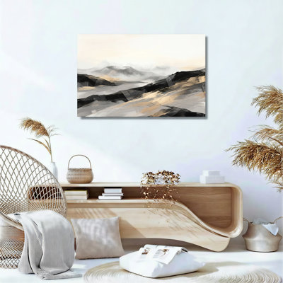 Ensemble de 1 tableau sur toile représentant un paysage de montagne