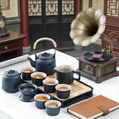 15-Piece Portable Gongfu Tea Set With Bamboo Tray And Color-Changing Tea Pet - Complete Ceramic Teapot Set For Travel, Home, Office, And Gifting