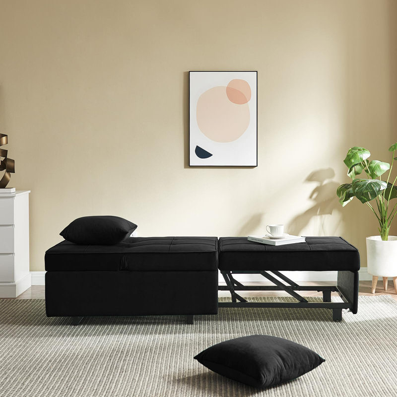 4-in-1 Convertible Sleeper Sofa Bed, Black