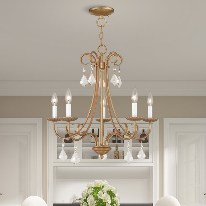 Blaney Candle Style Classic / Traditional Chandelier, Feuille d'or antique, 22.25"H x 24.75"W x 24.75"D