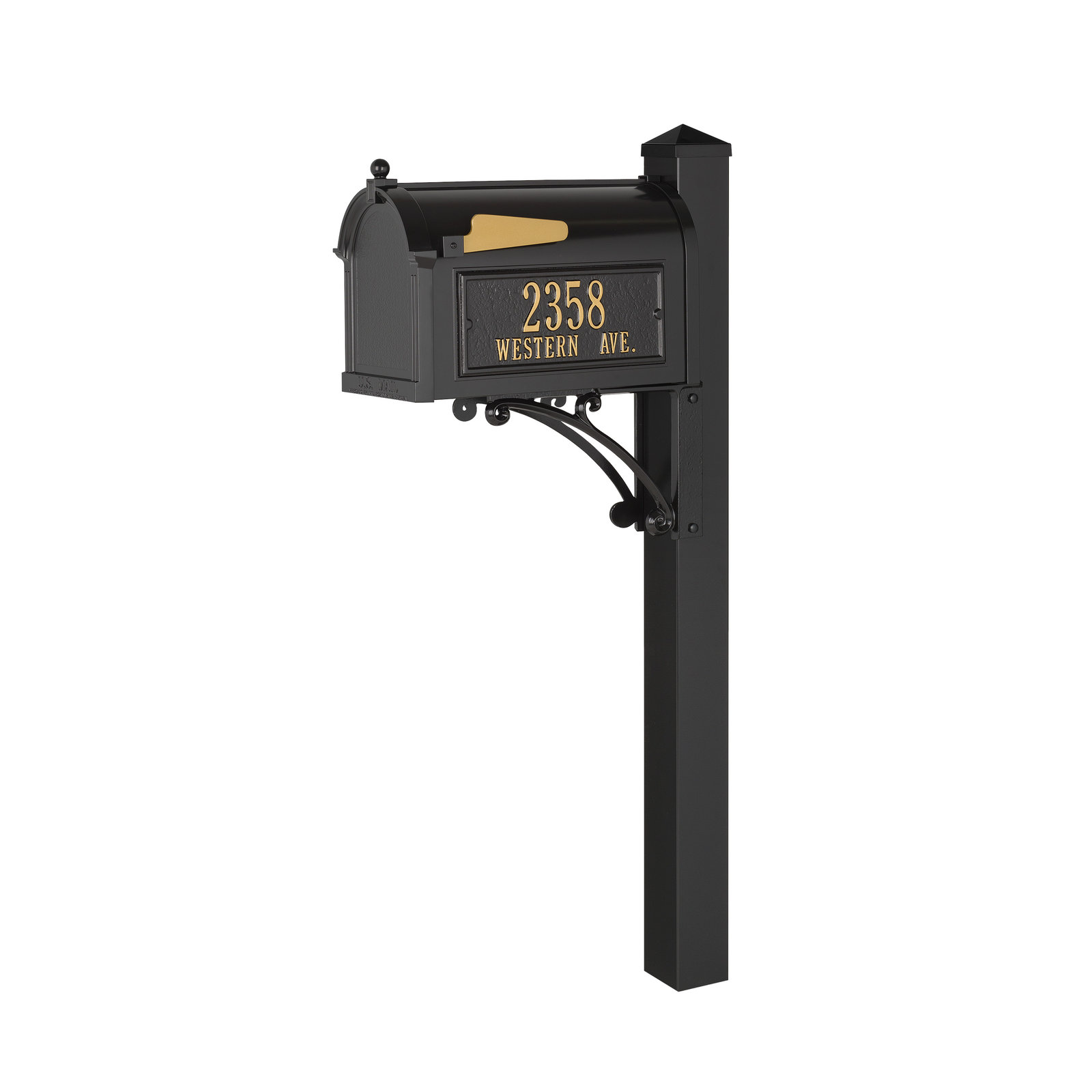Superior Post Mounted Mailbox, Black, Yes