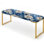Enchanted Blue And White Peonies Pattern II - Floral Upholstered Gold Bench
