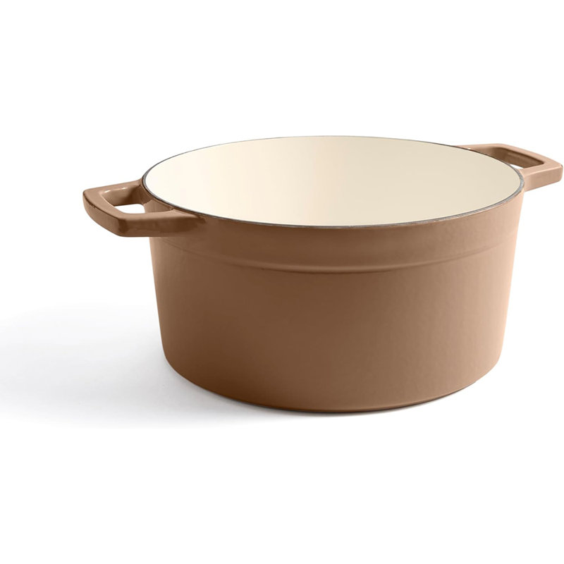 7 QT Enameled Cast Iron Dutch Oven with Lid in Ganache