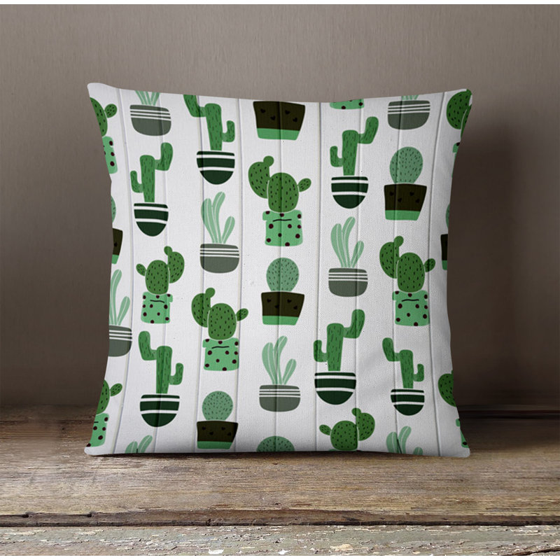 Throw Pillow With Insert, 18"H x 18"W, White/Green Floral 2