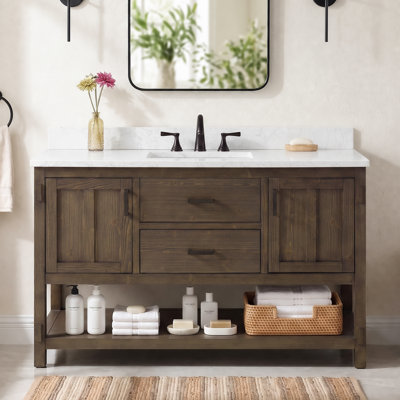 Floyd 54'' Single Bathroom Vanity with Engineered Stone Top