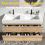 Meuble-lavabo mural, dimensions 48 po, conception Mid-Century, lavabo une pièce, poignée dissimulée, laque E0 pour lavabo blanc imperméable amélioré, tiroirs doubles, panneaux de qualité E1