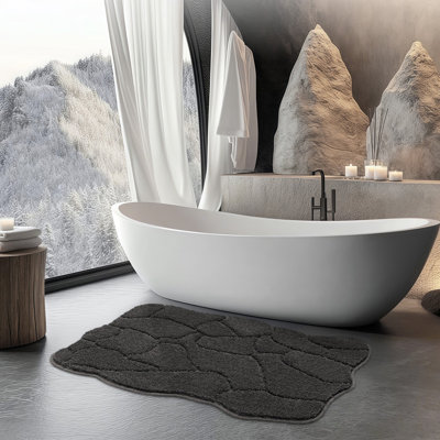 Flowing Organic Texture Plush Absorbent Bath Rug