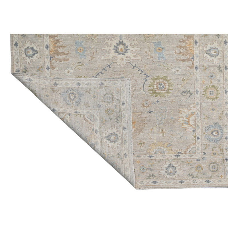 Hand Knotted Wool Area Rug in Beige