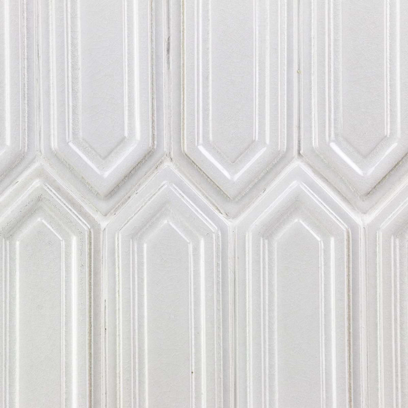 Nabi Picket 3X9 Glossy Crackled Glass Mosaic Tile -Final Sale, Glacier White