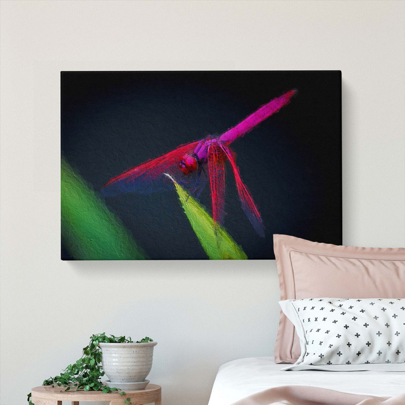 Purple Dragonfly - Wrapped Canvas, 50cm H x 76cm W x 3cm D