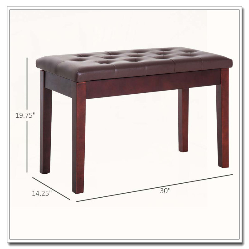 Banquette de piano capitonnée à boutons capitonnée, Brun