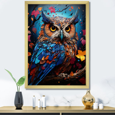 Pop Art, chouette, sagesse, crépuscule sur toile