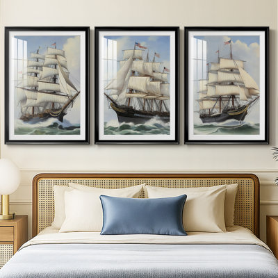 NAUTICAL Series LXVI  -Custom Framed  Premium Print W Matt - 3 Pieces