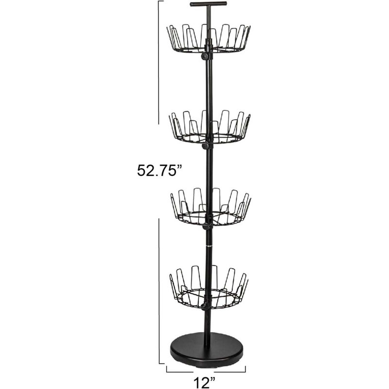 Household Essentials 4-Tier Shoe Storage Tree, Matte Black