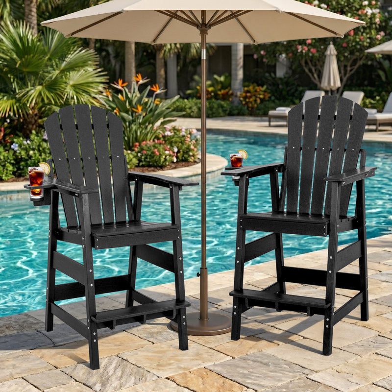 Valjean Outdoor Tall Adirondack Chair, Black