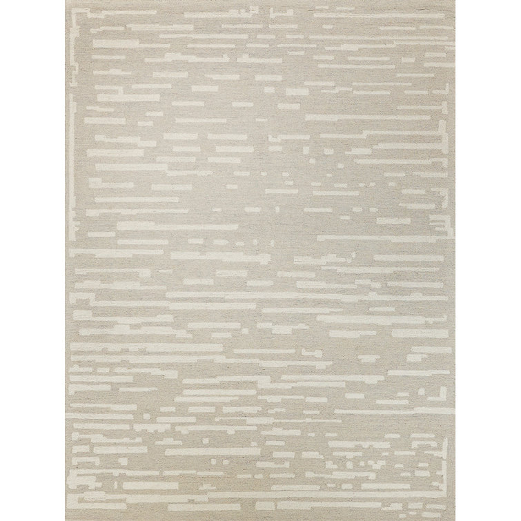 Exquisite Rugs Carmel Handmade Hand-Tufted New Zealand Wool On Canvas Silver/Ivory Area Rug