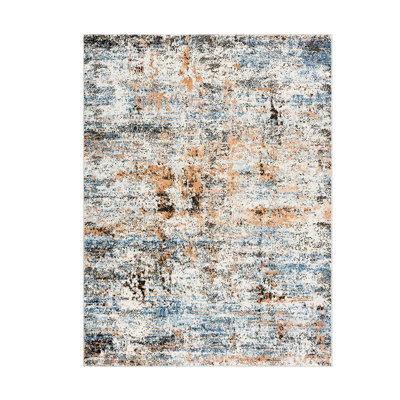 Abstract Area Rug Of , Machine Woven Cut And Loop Build, Multicolor Element, Medium Soft Pile For High-traffic Spots, Convenient Cleaning Procedure With Vacuum Or Spot Clean, Transparent Sprayed