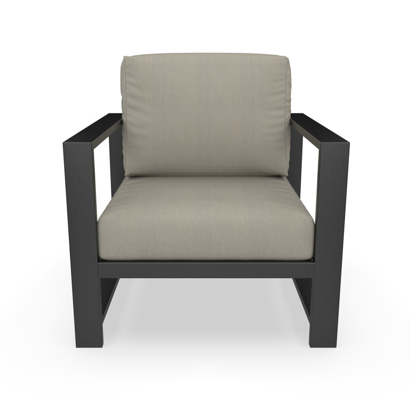 Dulcie Metal Outdoor Armchair with Sunbrella® Cushions, Sunbrella Spectrum Dove