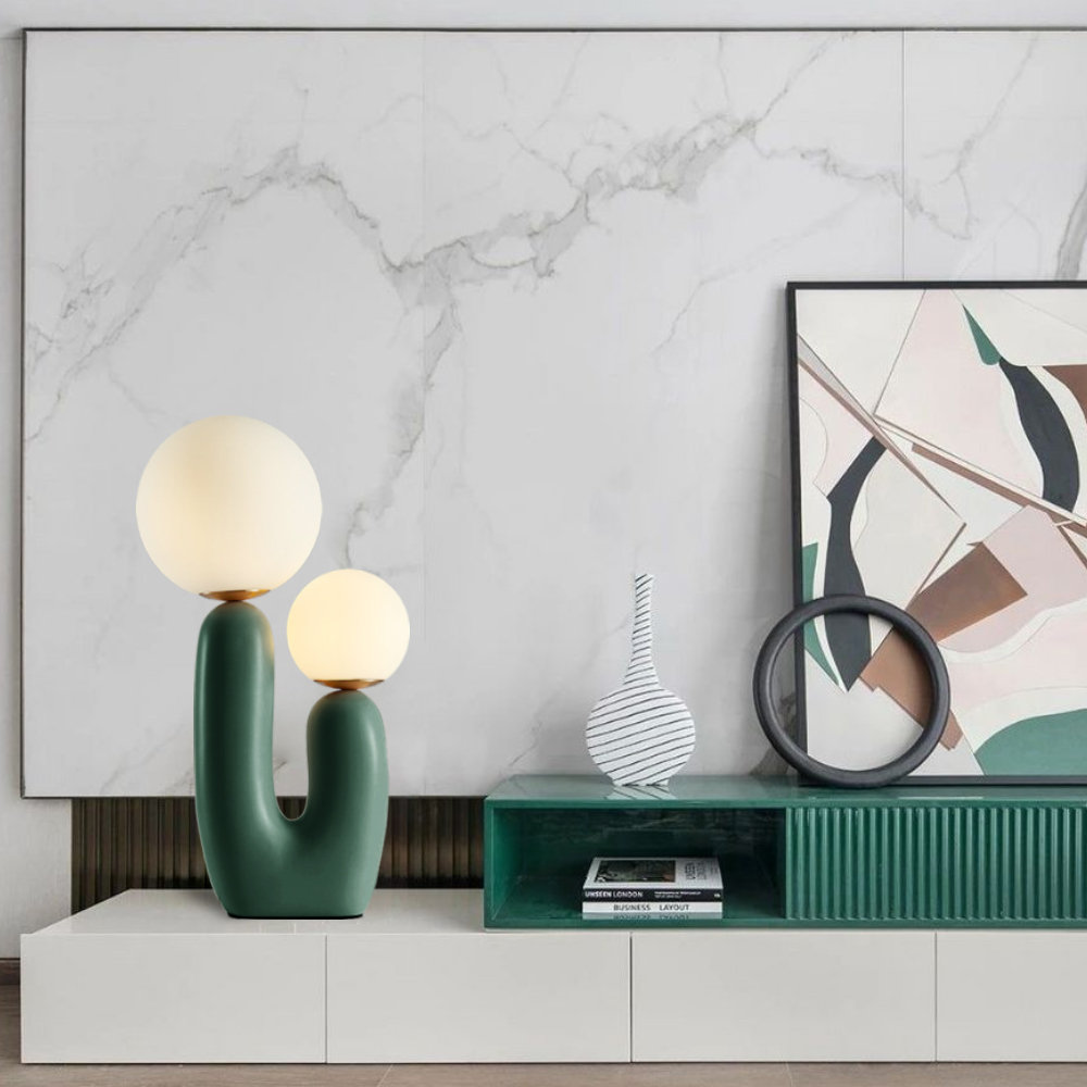 Yuma Resin Table Lamp, Green